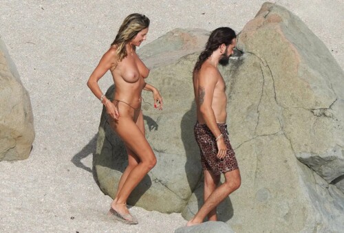 heidi klum topless breasts thong bikini st barts